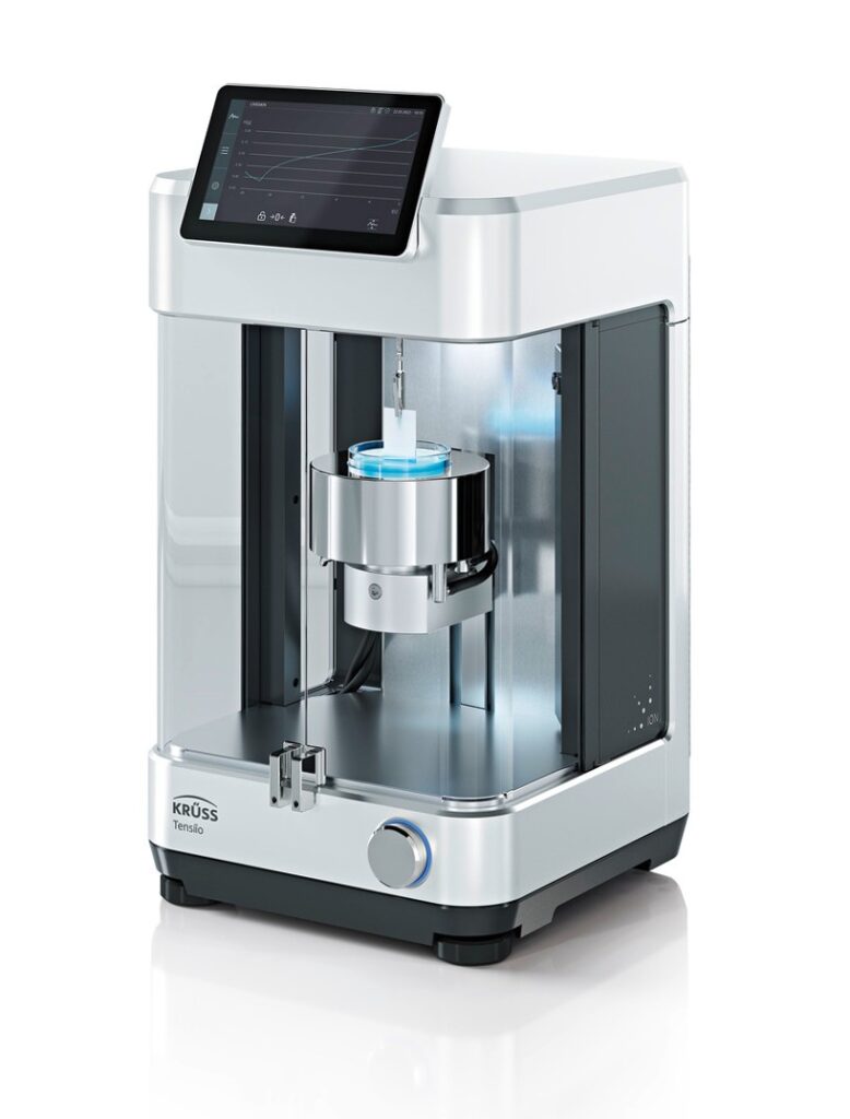 Photo of a force tensiometer for high performance contact angle and surface energy calculations